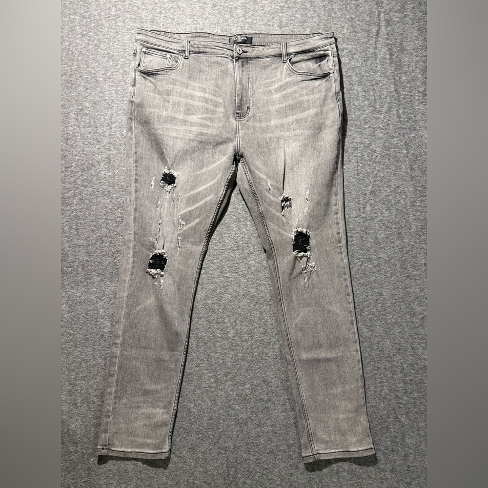Serenede jeans men’s 44 (inseam 33) gray black distressed grunge skinny slim